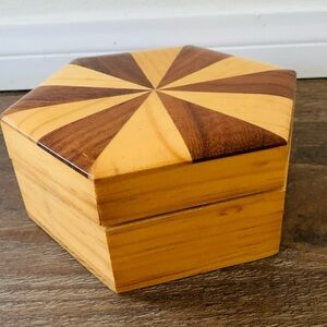 Wooden two toned trinket box